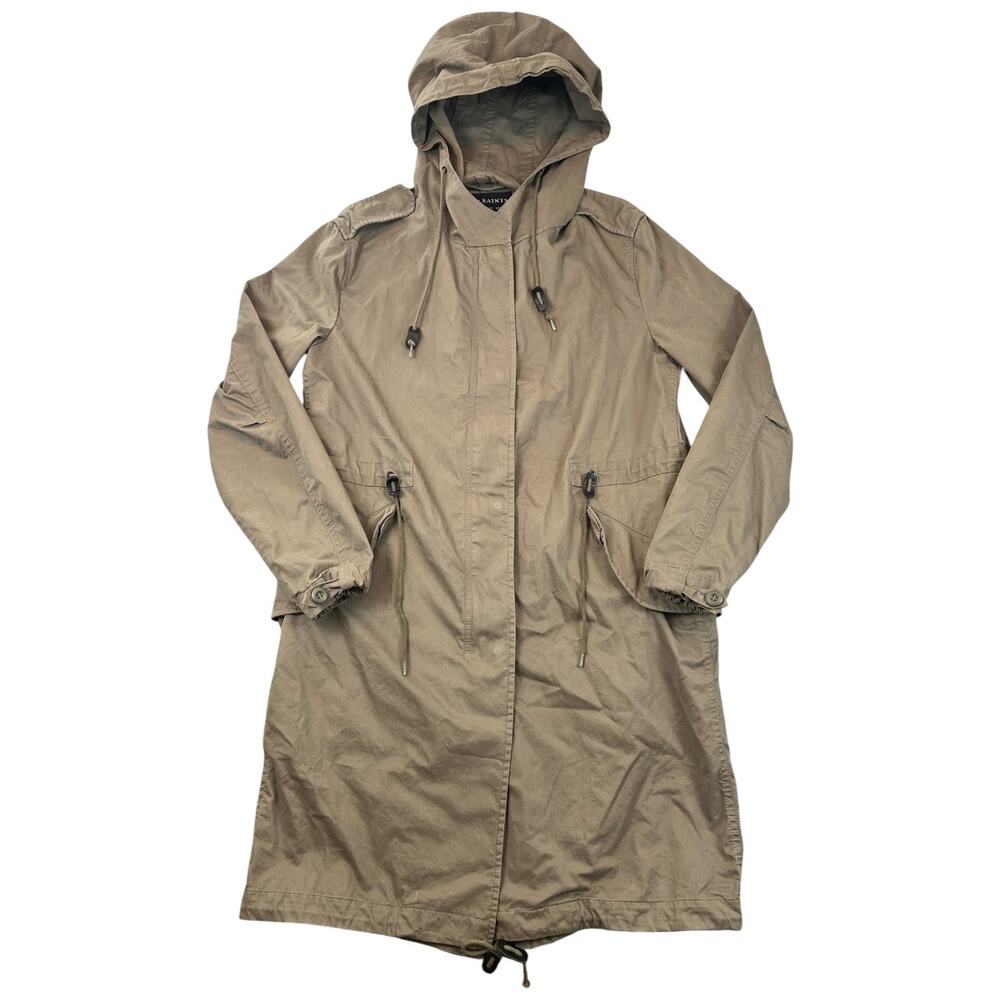 AllSaints Caden Parka Women US 00 Taupe Hooded Fishtail Utility Coat